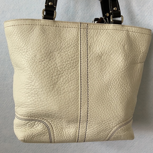 Coach Textured White & Black Satchel Purse - Picture 7 of 12